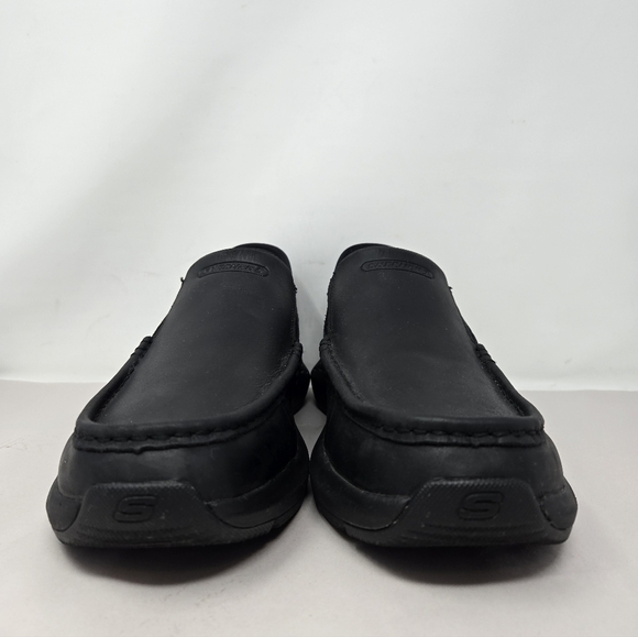 Skechers Mens Slip In Loafers Sz 10 Relaxed Fit Black Leather Parson-Oswin main image 11